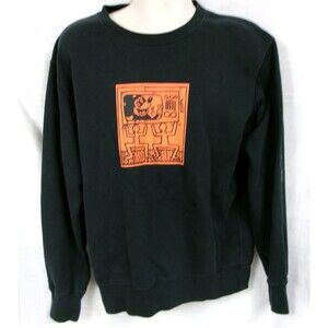 Uniqlo Mickey Mouse Keith Haring Sweatshirt Men's Black Crewneck Size Large
